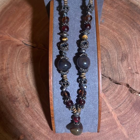 Unique Bronze Earth Toned Beaded Necklace - Picture 3 of 8